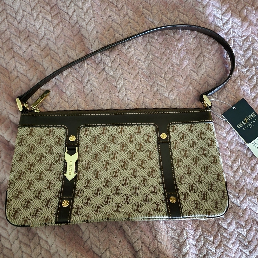 Goldpfeil fabric arrow monogram handbag